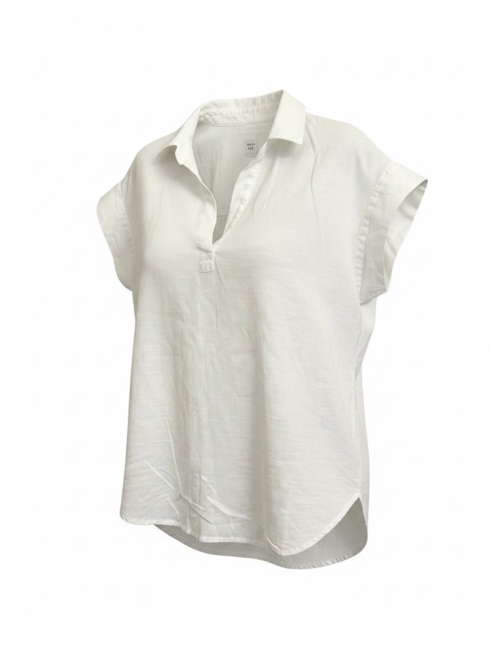 GAP White Short Dolman Sleeve 100% Cotton Popover Collared Blouse